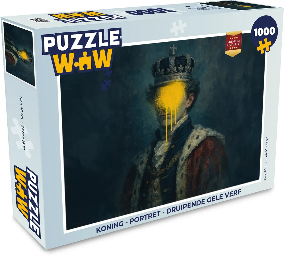 PuzzleWow Koning - Portret Druipende Gele Verf Legpuzzel 1000 Stukjes