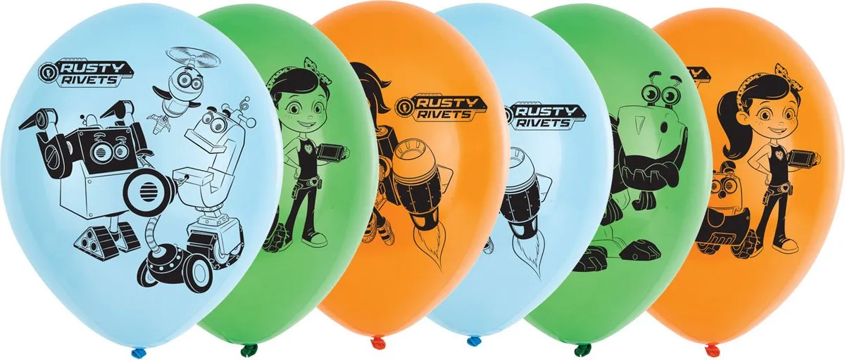 Nickelodeon Ballonnen Rusty Rivets - 6 Stuks Multicolor
