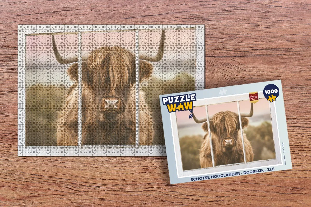 PuzzleWow Schotse Hooglander Legpuzzel 1000 Stuks - Multicolor