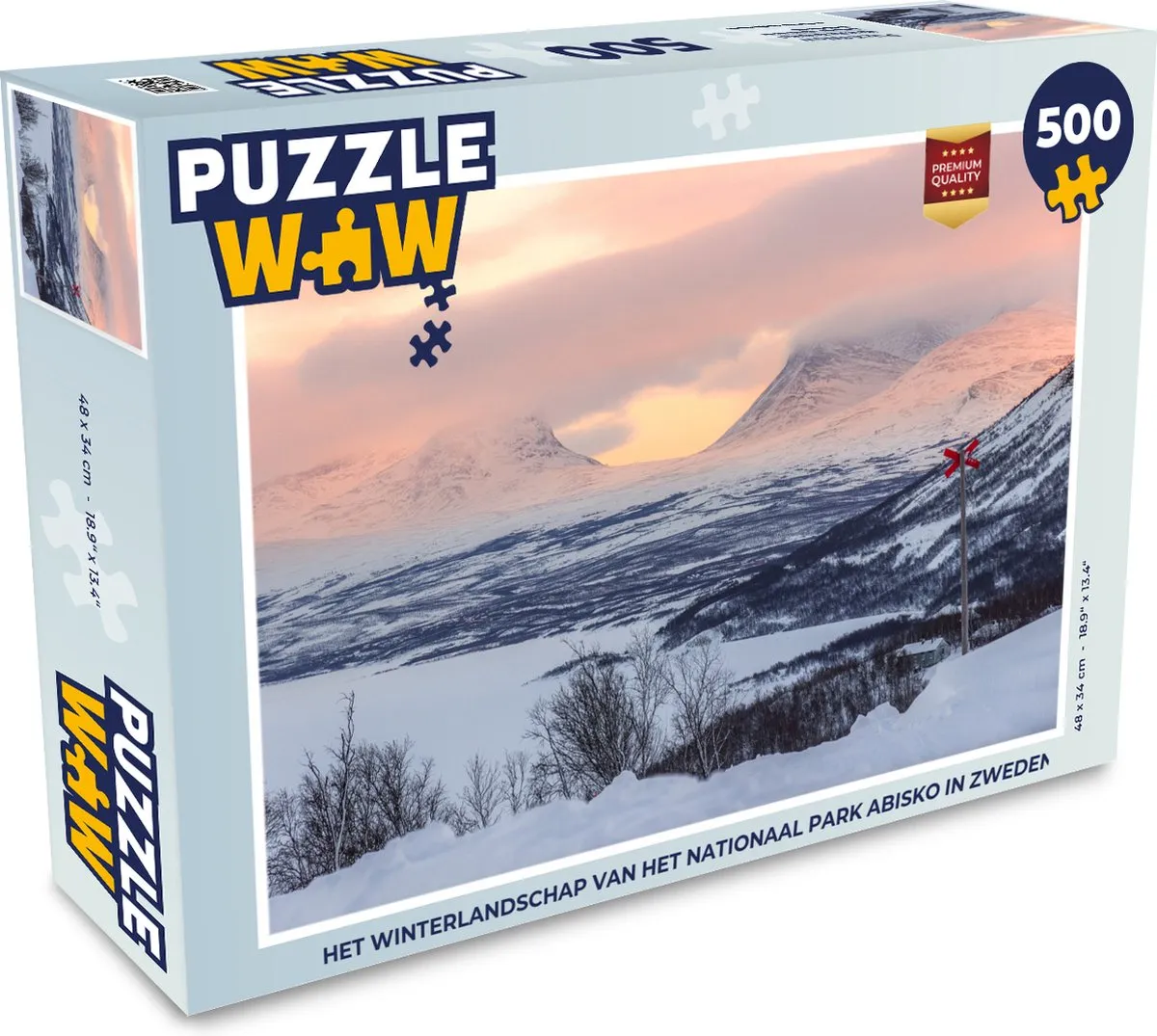 PuzzleWow Abisko Winterlandschap Legpuzzel 500 Stuks - Multicolor