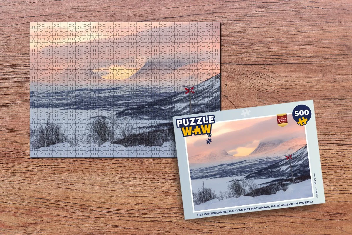 PuzzleWow Abisko Winterlandschap Legpuzzel 500 Stuks - Multicolor