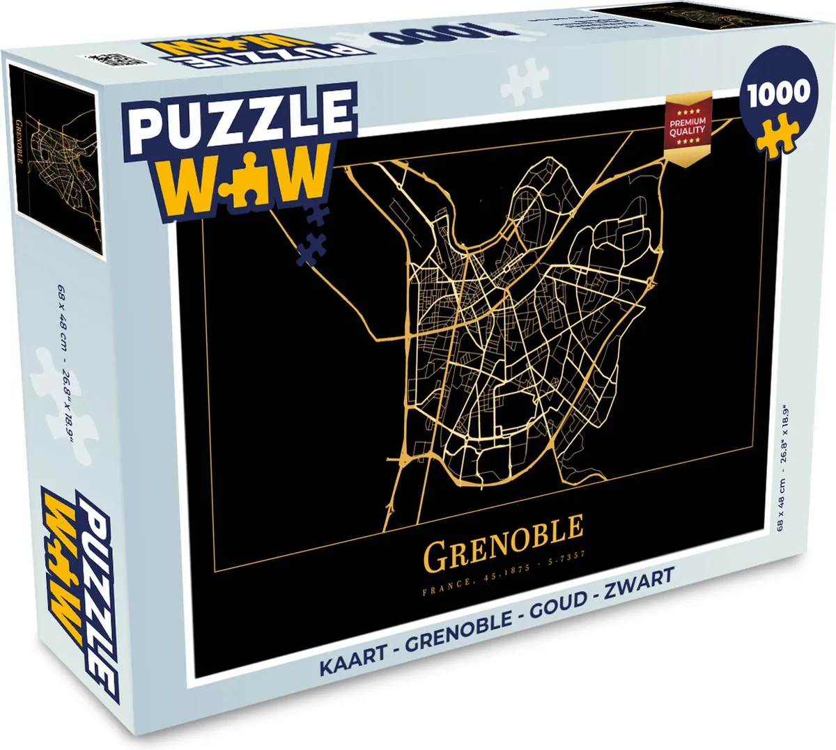 PuzzleWow Grenoble Legpuzzel 1000 Stuks - Goud/Zwart