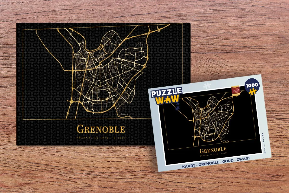 PuzzleWow Grenoble Legpuzzel 1000 Stuks - Goud/Zwart