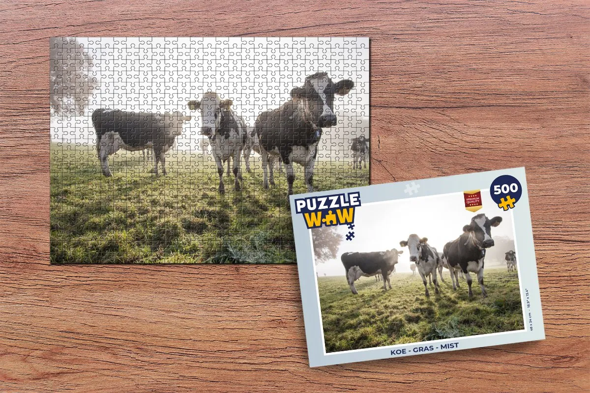 PuzzleWow Koe in het Gras Legpuzzel 500 Stuks - Multicolor
