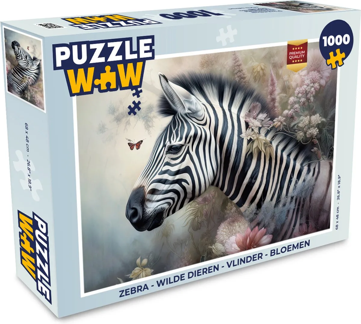 PuzzleWow Zebra Wilde Dieren Puzzel 1000 Stuks - Multicolor