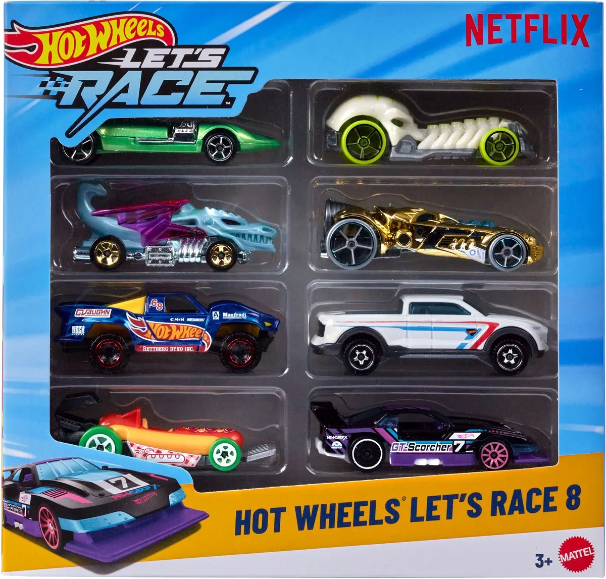 Hot Wheels Let's Race 8-pack Netflix Serie - Meerkleurig - afbeelding 6 van 6