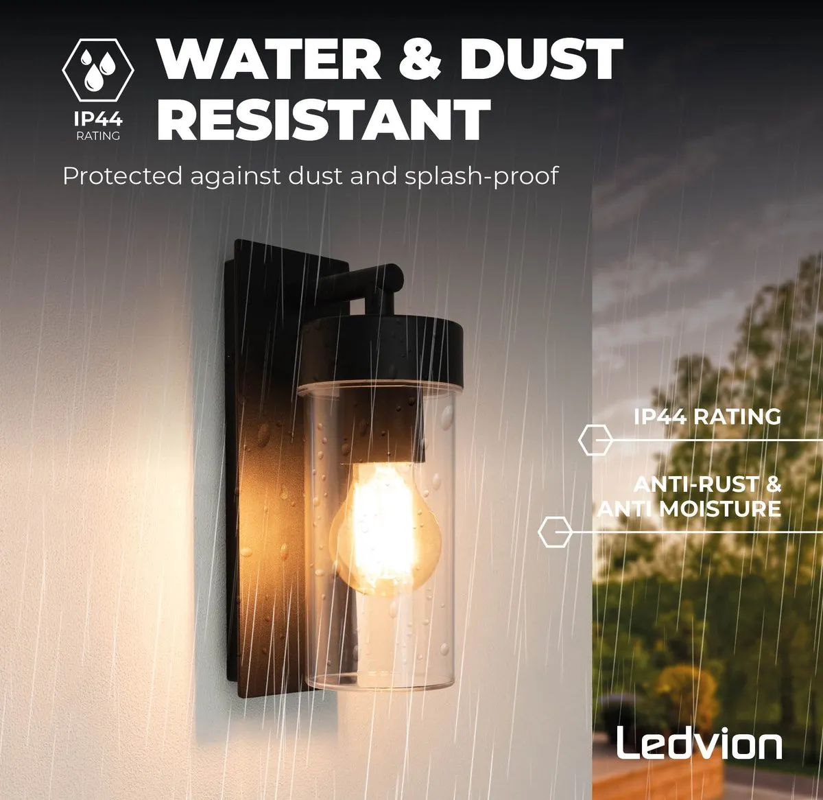 LEDVION Industriele Wandlamp 7.5W 2100K IP44 - Zwart