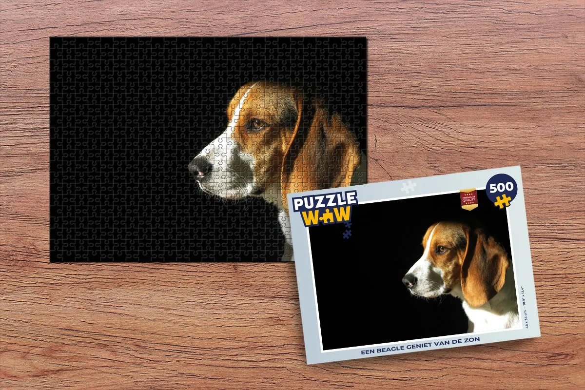 PuzzleWow Legpuzzel Beagle in de zon 500 Stuks