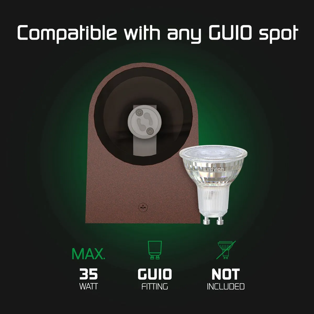 LEDVION Sacramento Wandlamp GU10 - Roest