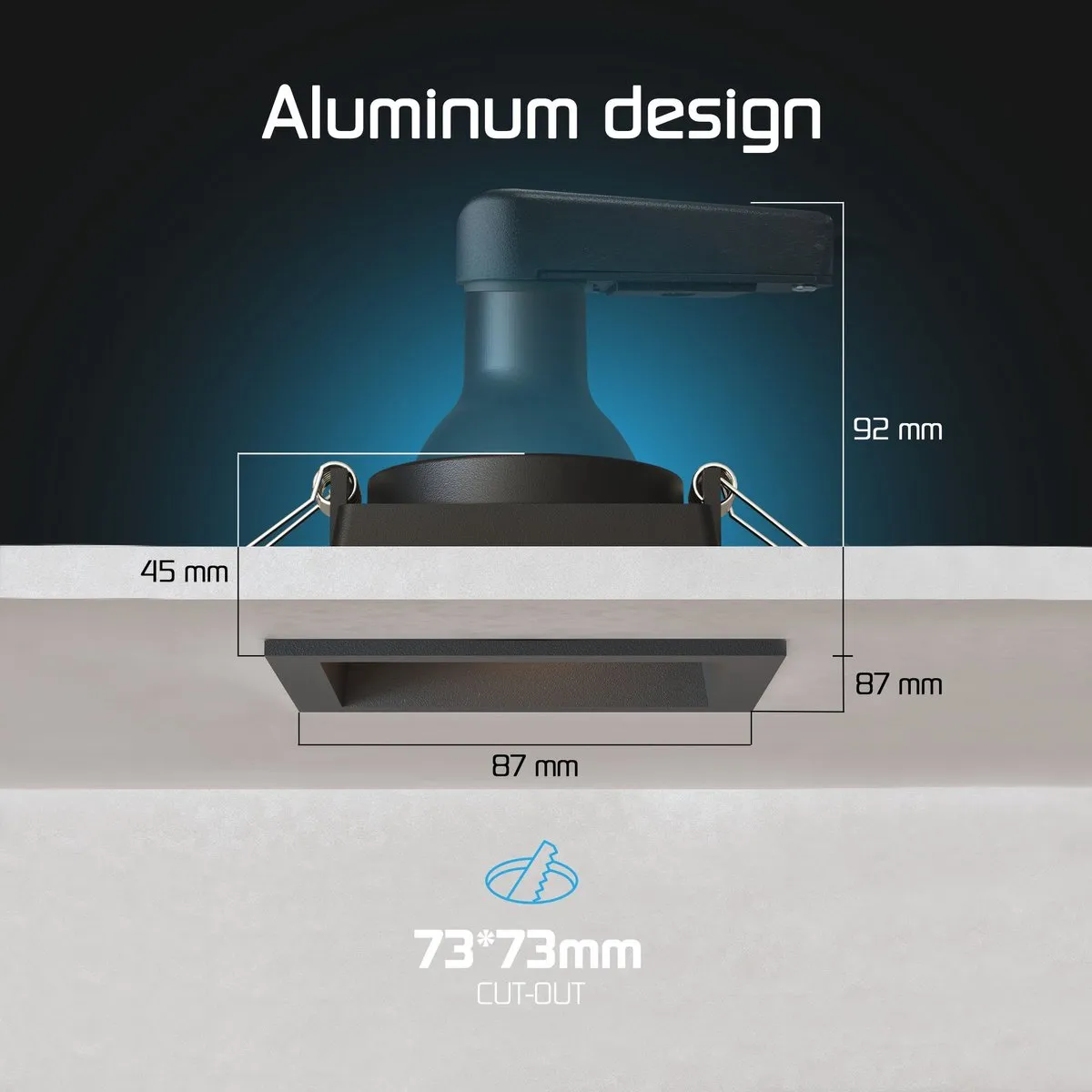 Ledvion LED Inbouwspot Vierkant 85x85mm - Zwart - 3W - 2700K