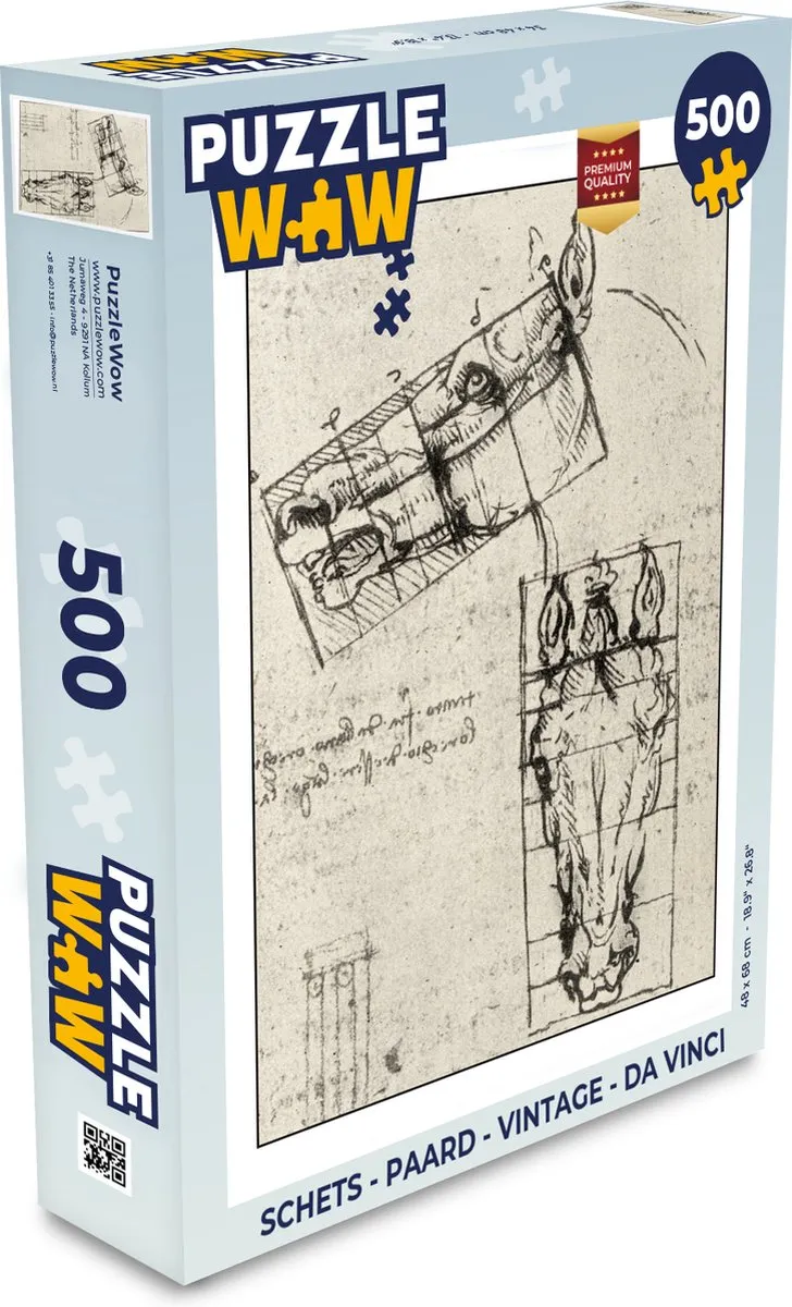 PuzzleWow Da Vinci Vintage Paard Legpuzzel 500 Stuks - Multicolor