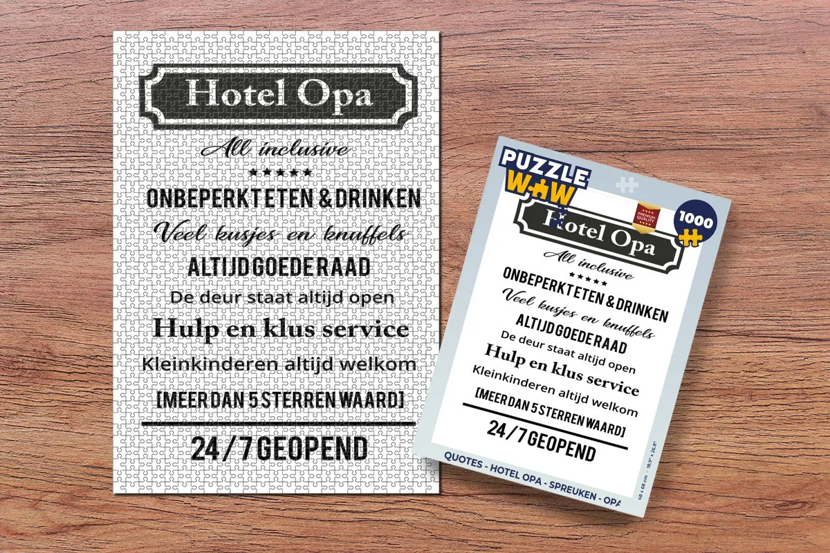 PuzzleWow Hotel Opa Legpuzzel 1000 Stuks - Multicolor