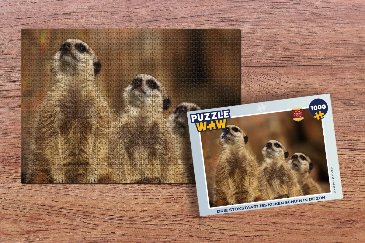PuzzleWow Stokstaartjes Legpuzzel 1000 Stuks - Multicolor