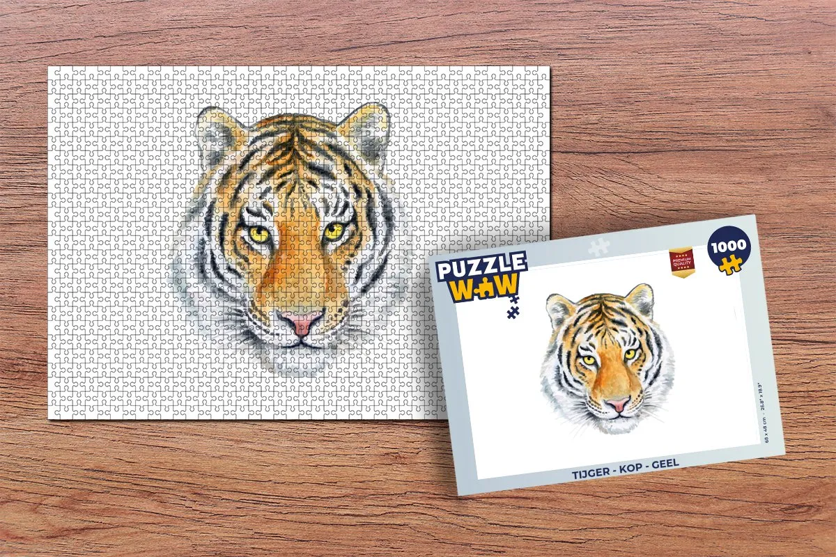 PuzzleWow Tijger Kop Legpuzzel 1000 Stuks - Multicolor