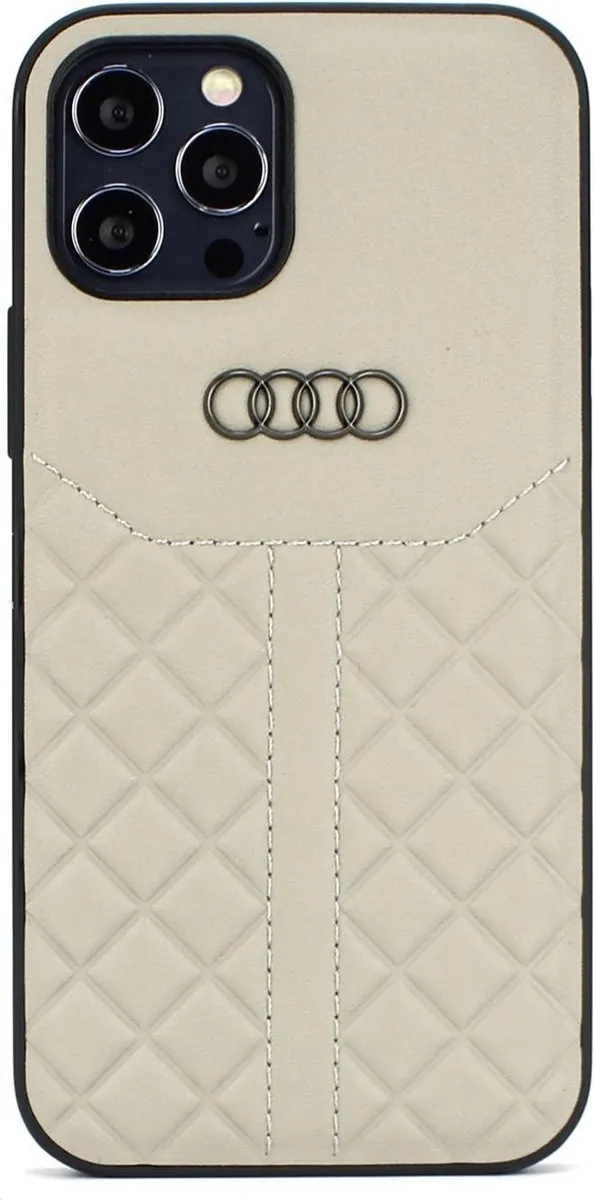 Audi Q8 Serie iPhone 12 Mini Hoesje - Beige Leder
