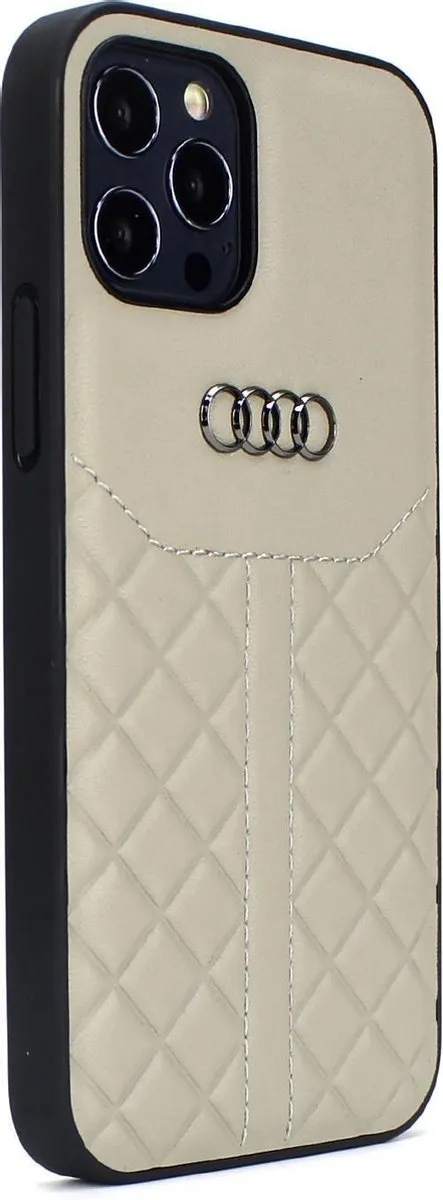 Audi Q8 Serie iPhone 12 Mini Hoesje - Beige Leder