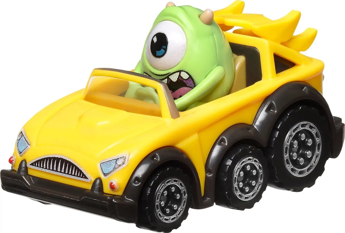 Hot Wheels Racer Verse Monsters & Co Mike Wazowski Raceauto HKB93 - 1:64 - Zwart/Geel/ Groen