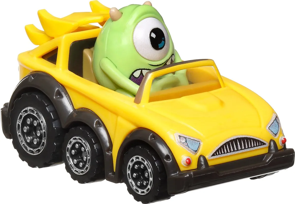 Hot Wheels Racer Verse Monsters & Co Mike Wazowski Raceauto HKB93 - 1:64 - Zwart/Geel/ Groen