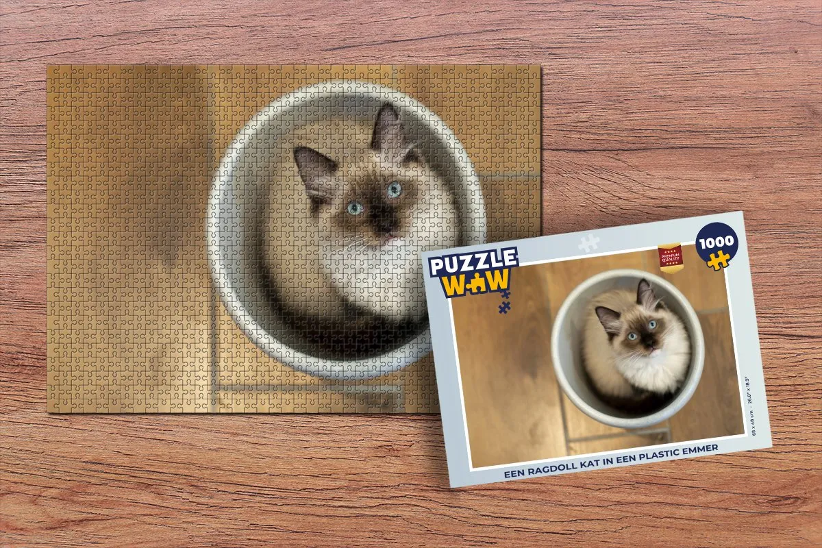 PuzzleWow Legpuzzel Ragdoll Kat in Emmer 1000 Stuks - Multicolor