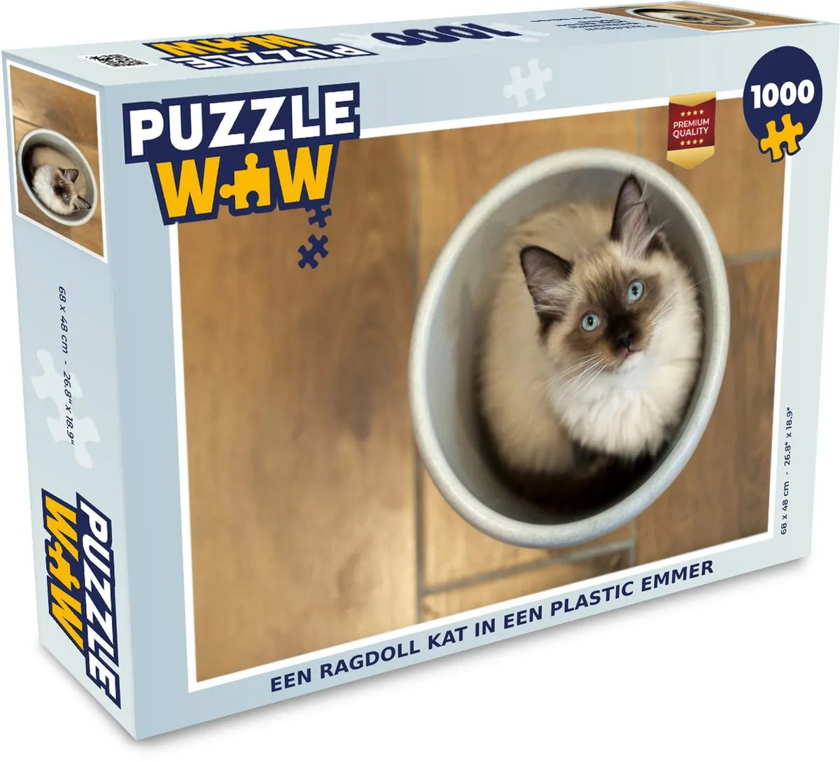 PuzzleWow Legpuzzel Ragdoll Kat in Emmer 1000 Stuks - Multicolor