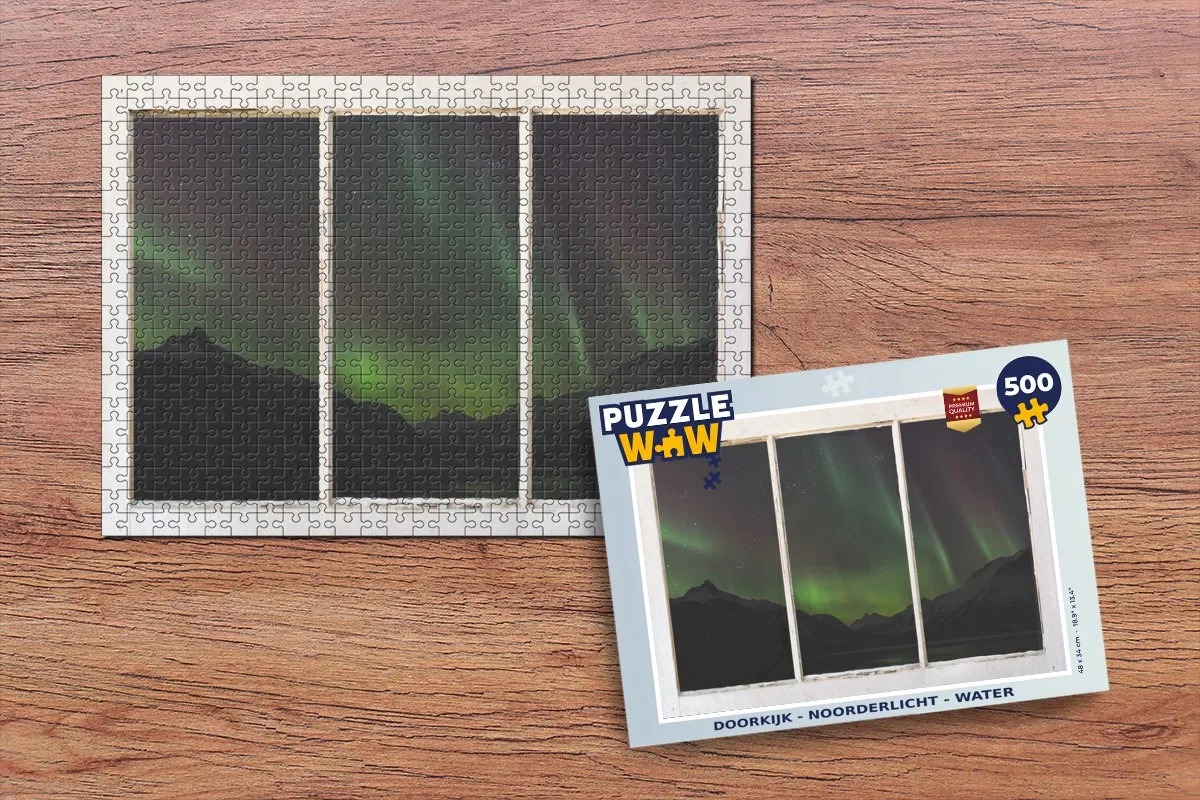 PuzzleWow Noorderlicht Water Legpuzzel 500 Stuks - Multicolor
