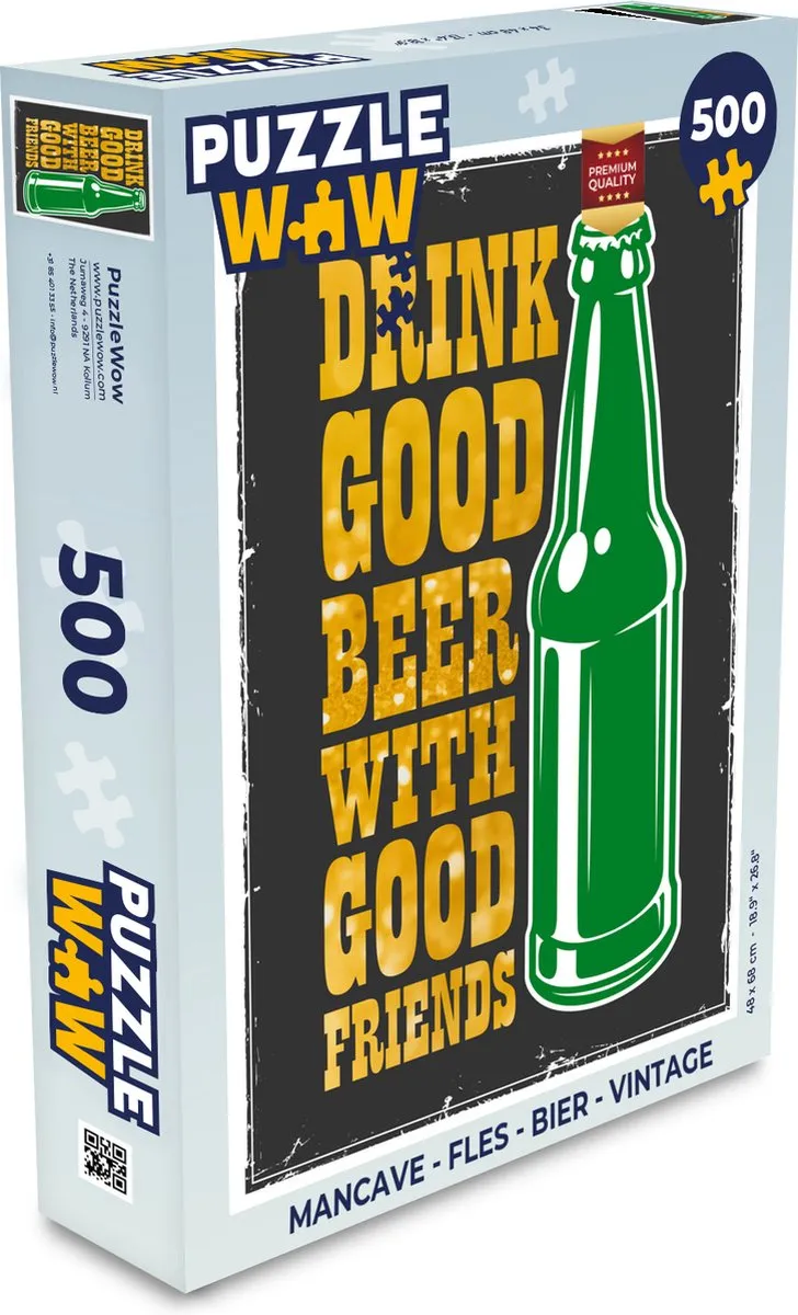 PuzzleWow Mancave Bier Legpuzzel 500 Stuks - Multicolor