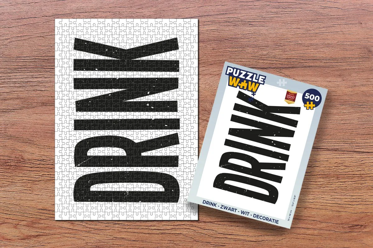 PuzzleWow Drink Puzzel 500 Stuks - Zwart/Wit