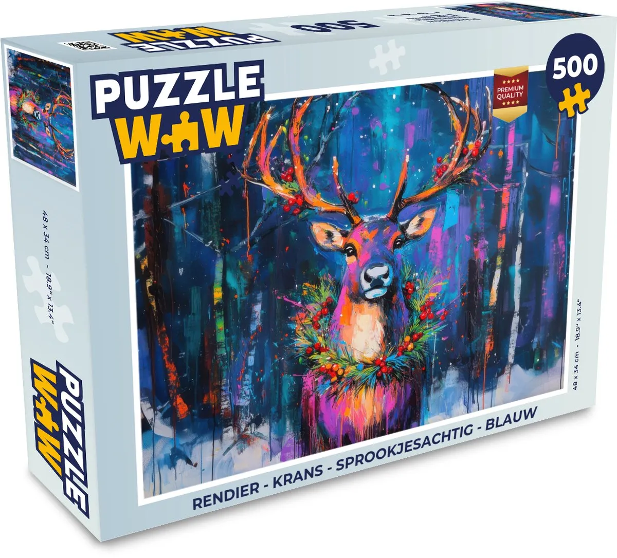 PuzzleWow Rendier Krans Legpuzzel 500 Stuks
