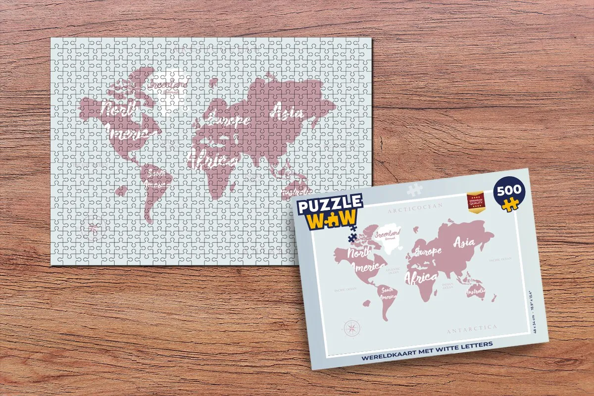PuzzleWow Wereldkaart Legpuzzel 500 Stuks - Multicolor