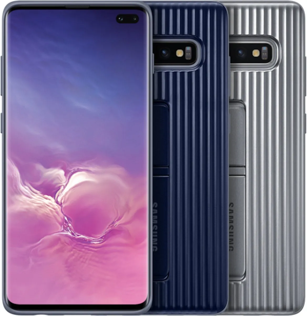 Samsung Galaxy S10+ Beschermhoes Stand - Blauw/Zwart - afbeelding 6 van 6