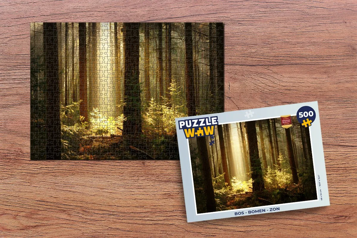 PuzzleWow Bos - Bomen - Zon Legpuzzel 500 Stuks - Multicolor