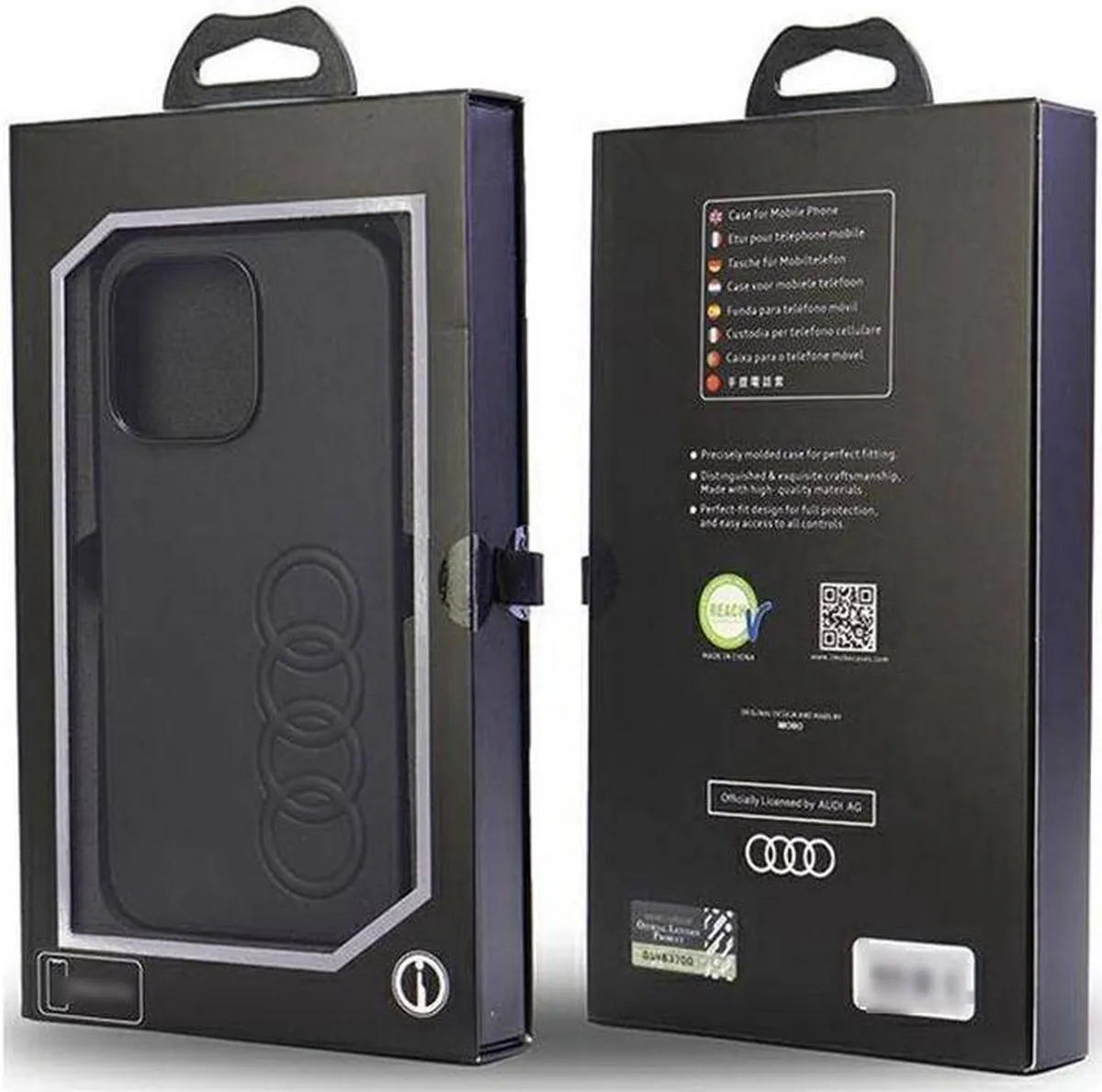 Audi Synthetic Leather Back Case - Geschikt voor Apple iPhone 13 Pro (6.1") - Zwart