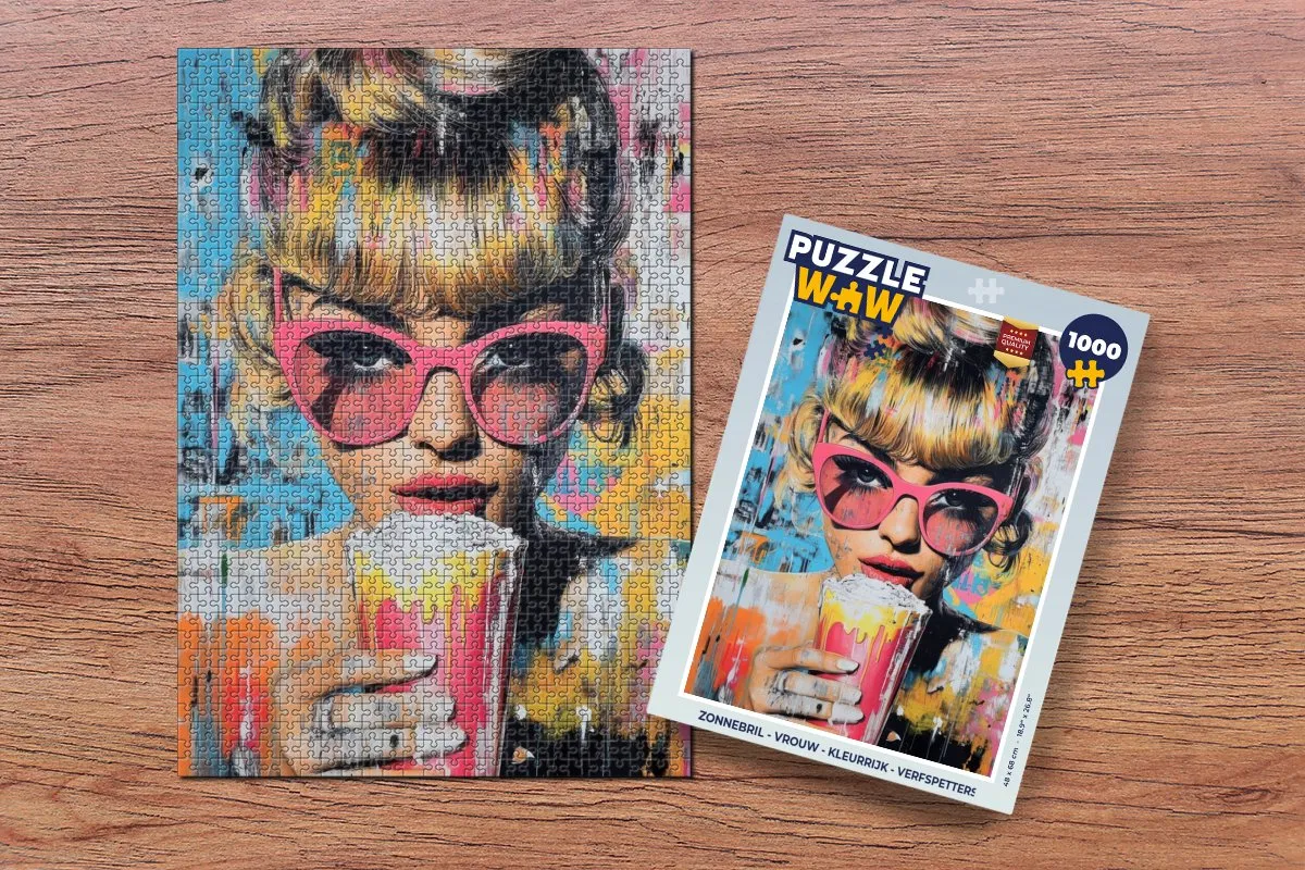 PuzzleWow Zonnebril Legpuzzel 1000 Stuks - Verfspetters