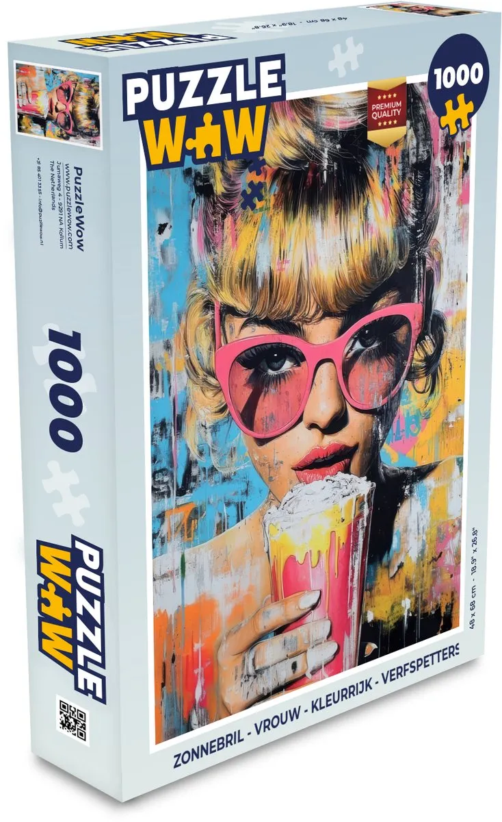 PuzzleWow Zonnebril Legpuzzel 1000 Stuks - Verfspetters