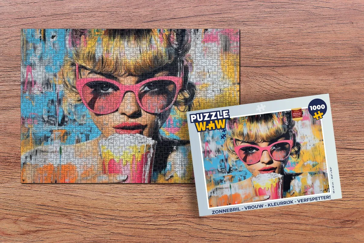 PuzzleWow Zonnebril Legpuzzel 1000 Stuks - Verfspetters