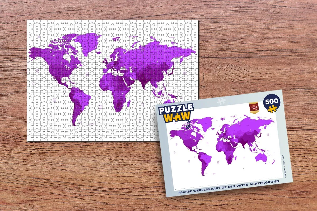 PuzzleWow Wereldkaart Legpuzzel 500 Stuks - Multicolor