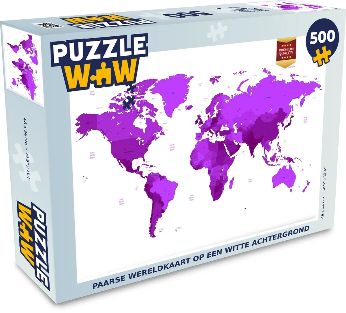 PuzzleWow Wereldkaart Legpuzzel 500 Stuks