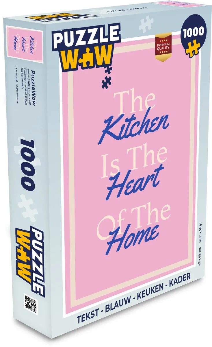 PuzzleWow Keuken Quote Legpuzzel 1000 Stuks - Blauw