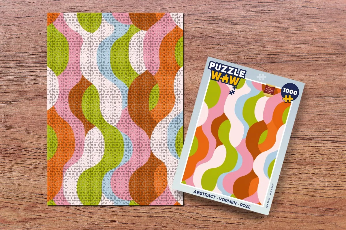 PuzzleWow Abstract Vormen Legpuzzel 1000 Stuks - Roze