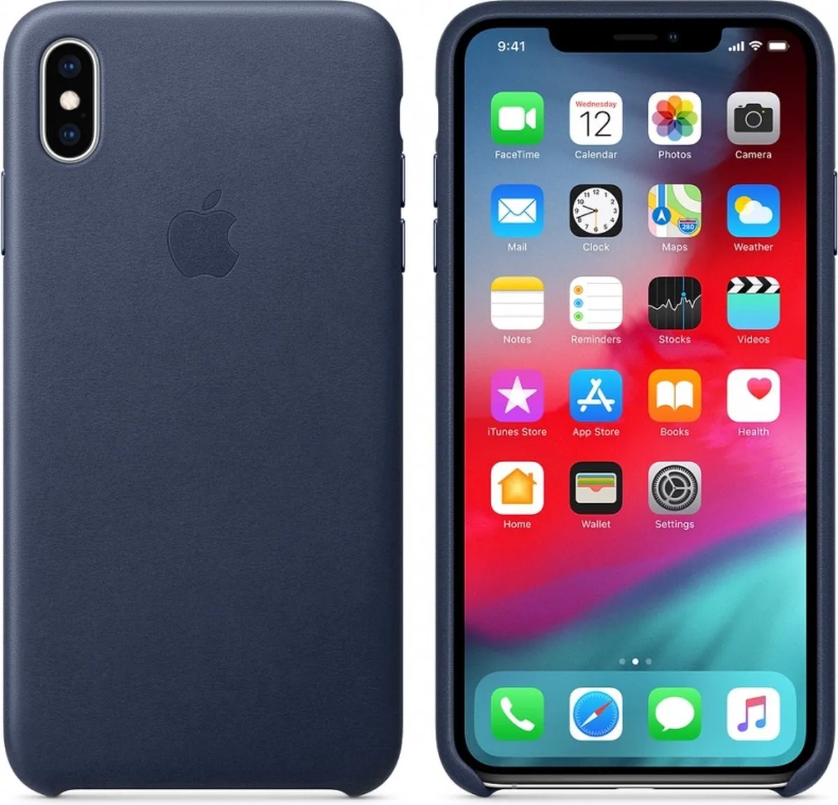 Apple Leren Hoesje iPhone Xs Max MRWU2ZM/A - Donkerblauw - afbeelding 6 van 6