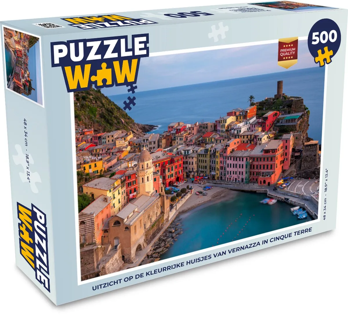 PuzzleWow Vernazza Cinque Terre Legpuzzel 500 Stuks - Multicolor