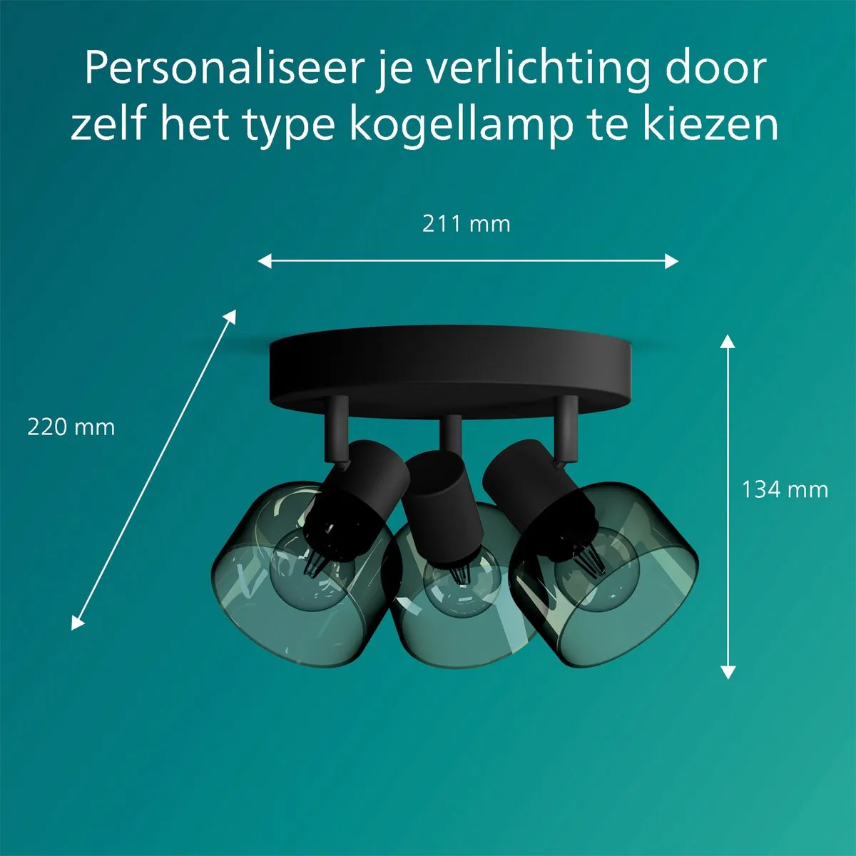 Philips Sleet Spot Plafondspot 3x25W - Zwart