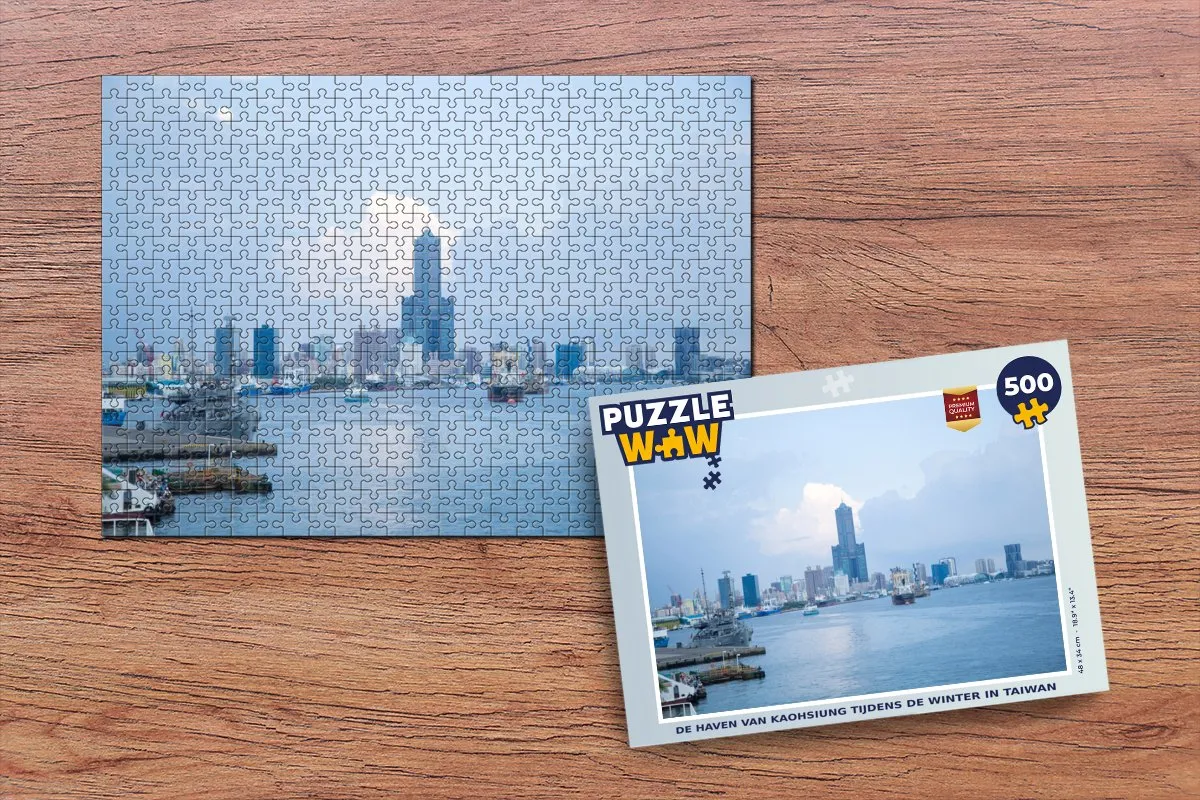 PuzzleWow Legpuzzel De Haven van Kaohsiung Winter 500 Stuks
