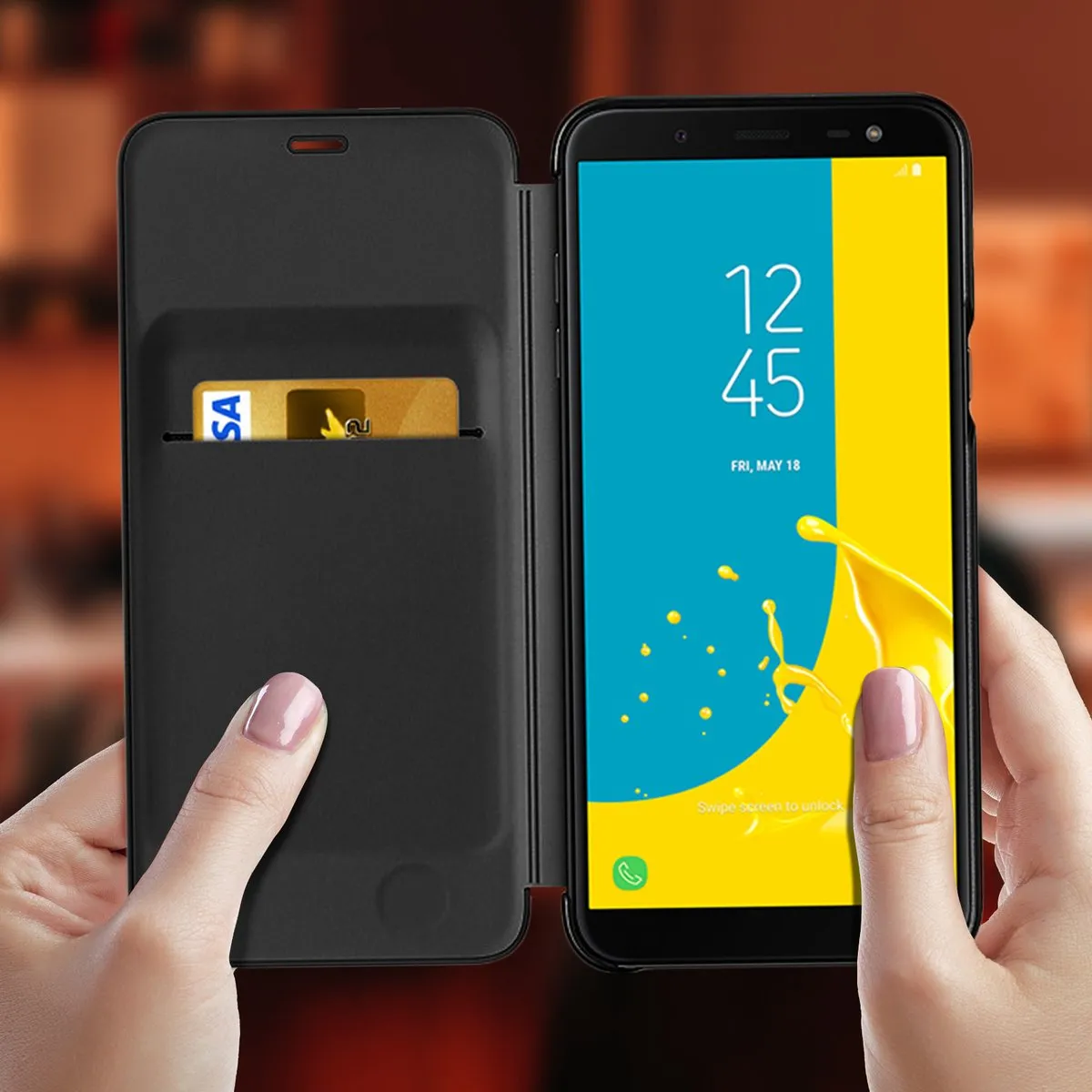 Samsung Flip Wallet J6 - Zwart