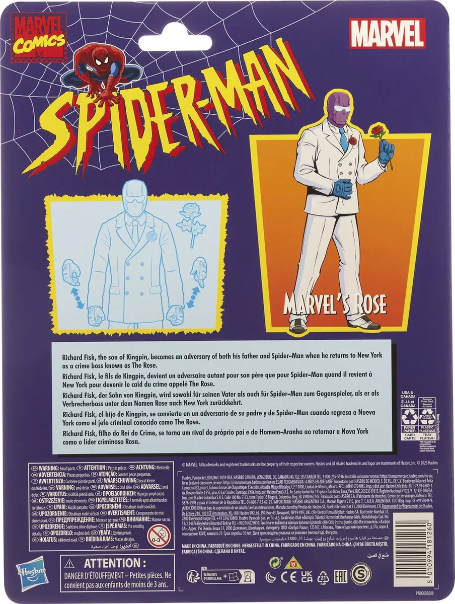 Marvel SpiderMan Rose Marvel Legends Retro 15cm Actiefiguur F65665X0 - Multicolor