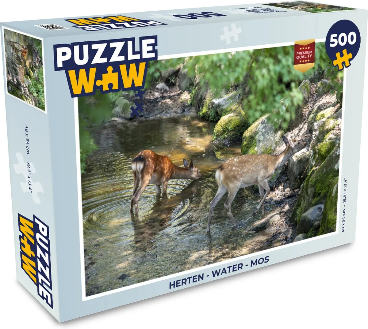 PuzzleWow Herten Water Mos Legpuzzel 500 Stuks