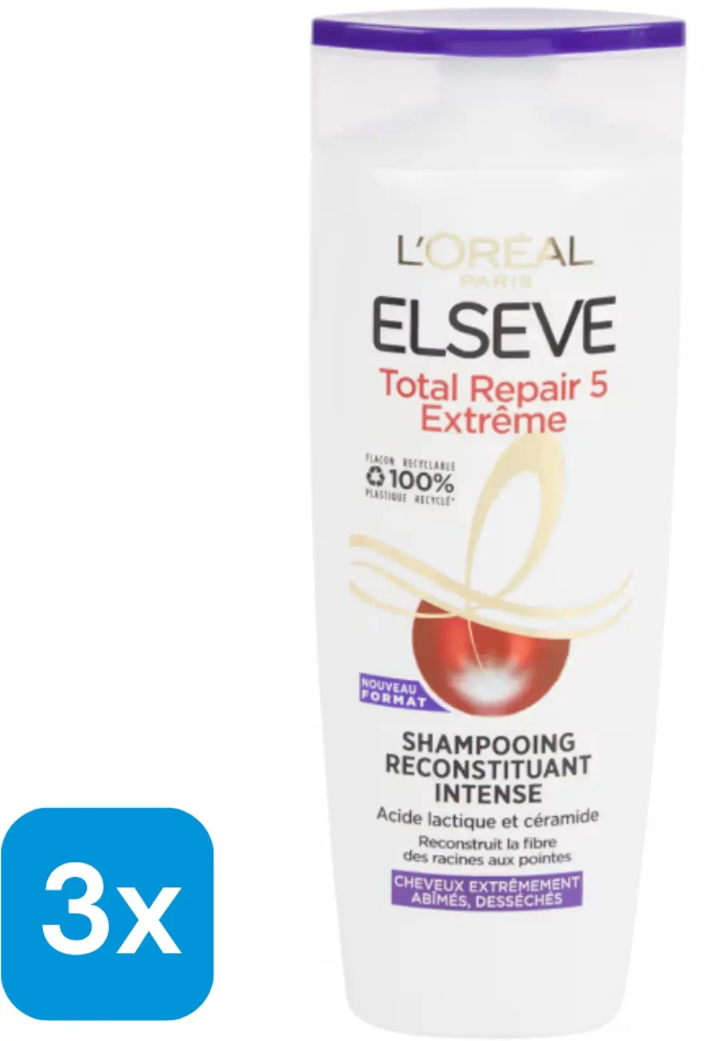 3x 300 ml L'Oréal Elseve shampoo Total Repair 5 Extreme