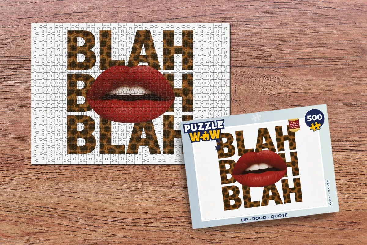 PuzzleWow Lip - Quote Legpuzzel 500 Stuks - Rood