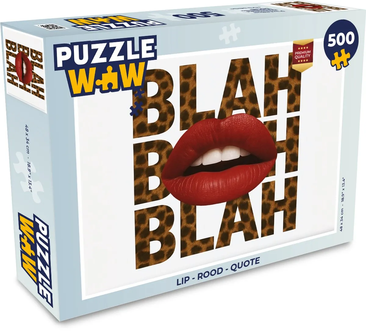 PuzzleWow Lip - Quote Legpuzzel 500 Stuks - Rood
