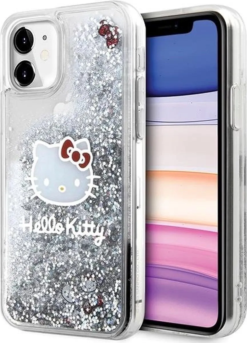 Hello Kitty Liquid Glitter Charms Kitty Head Case iPhone 11/Xr - Zilver